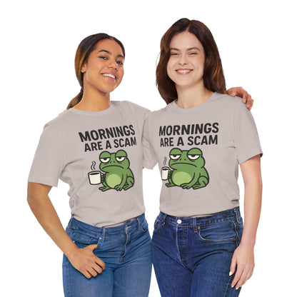 Mornings Are a Scam Frog Shirt Funny Sleepy Tee Night Owl Top Coffee First Gift for Dad Cute Graphic Loungewear Aesthetic