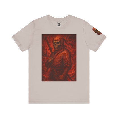 Dark Ninja Skull T-Shirt - Japanese Horror Art, Ninja Skeleton Graphic Tee, High-Detail Gothic Warrior Shirt, Unisex Streetwear