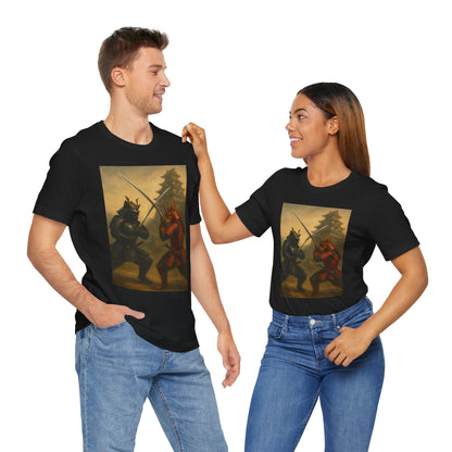 Epic Cat Samurai Battle Tee - War Horses Clash in Front of Japanese Castle  Feline Warrior Art Shirt for Fantasy & Japan Lovers