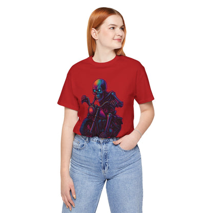 Neon Gashadokuro Harley Rider Tattoo Style Shirt Horror Yokai Streetwear for Adults Biker Dad Gift Japanese Art Tee