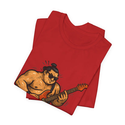 Sumo Guitar Rock T Shirt Japanese Sumo Wrestler Electric Guitar Vintage Comic Style Graphic Tee Japan Gift For Dad Music Fans