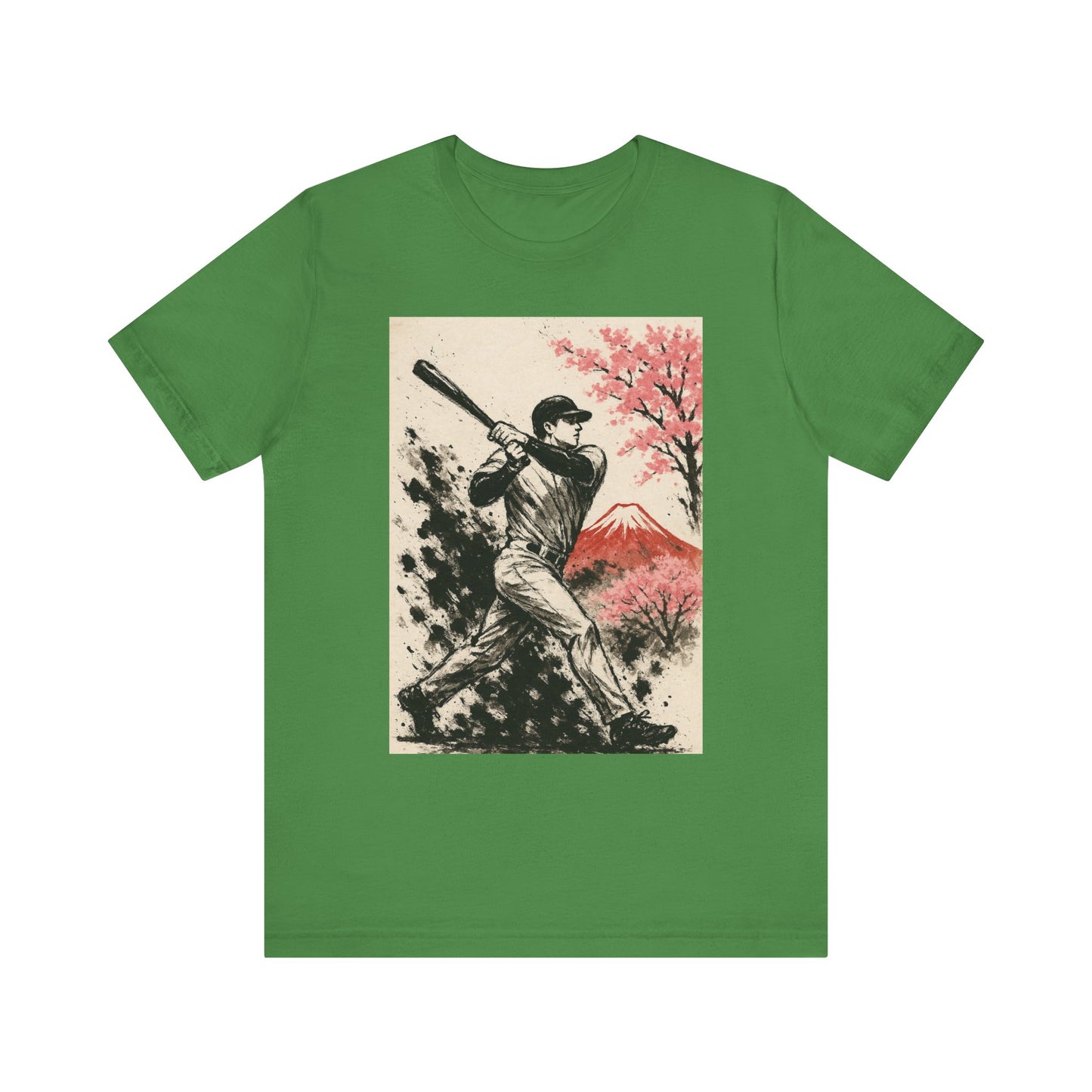 Pro Baseball Batter Sumi Ink Art Shirt Fuji Sakura Retro Japanese Print Power Swing Tee Japan Inspired Sports Art Gift for Dad
