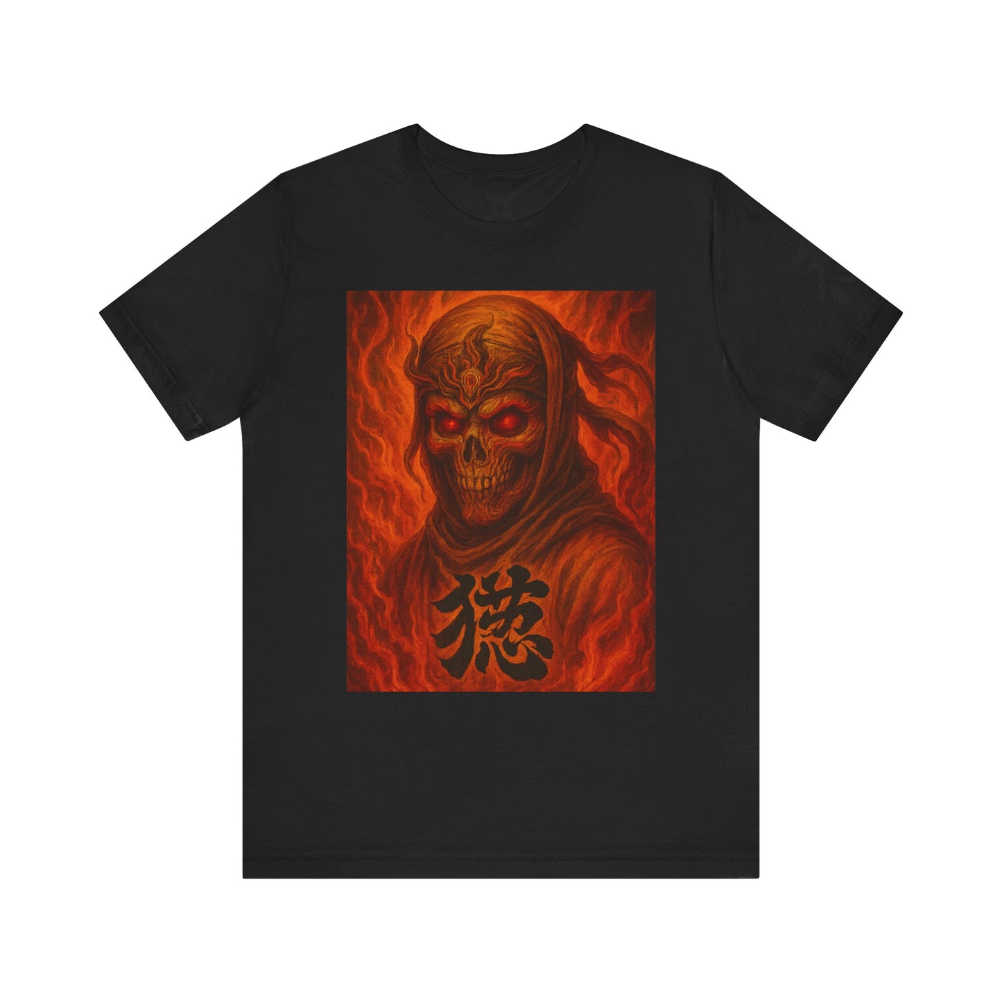 Dark Red Ninja Skull T-Shirt - Japanese Horror Art, Skeleton Ninja Graphic Tee, High-Detail Gothic Warrior Shirt, Unisex Streetwear