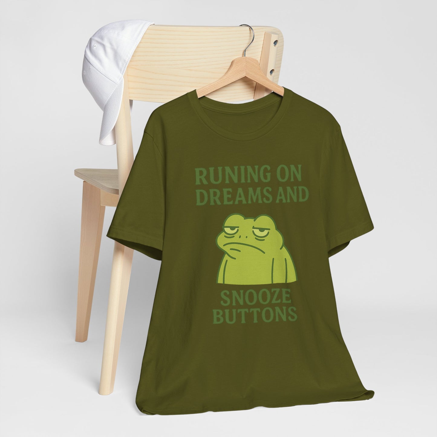 Running on Dreams and Snooze Buttons Shirt Sleepy Frog Tee Funny Night Owl Top Great Dad Gift Cozy Loungewear Aesthetic