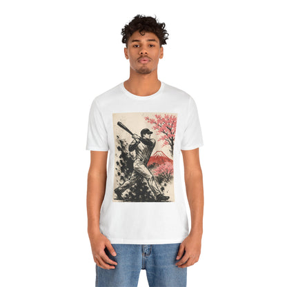 Pro Baseball Batter Sumi Ink Art Shirt Fuji Sakura Retro Japanese Print Power Swing Tee Japan Inspired Sports Art Gift for Dad
