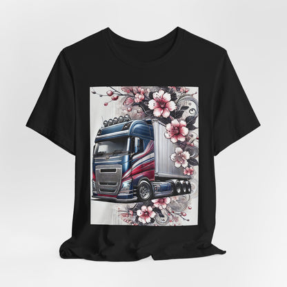 Cherry Blossom Convoy T-Shirt | Japanese Sakura x Modern Truck Art | Unique Graphic Tee for Drivers & Streetwear Lovers 001