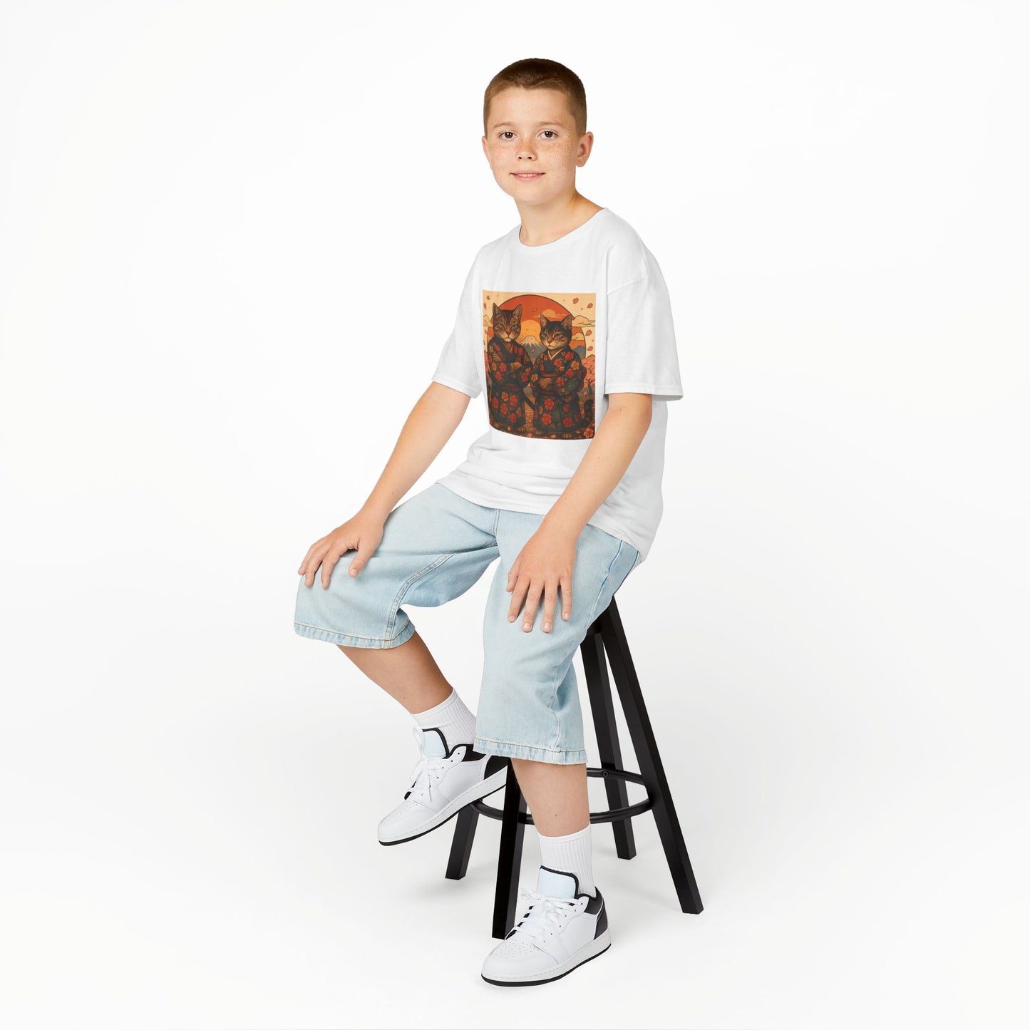 Samurai Cat Kids Kimono Shirt-Japanese Floral Cat Art Clothing for Boys and Girls,Cute Anime-Inspired Cultural Outfit for Festivals  Gifts