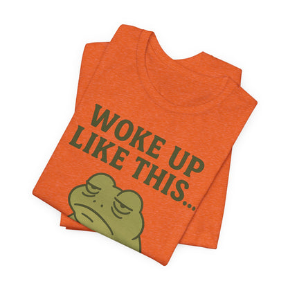 Woke Up Like This Still Tired Frog Shirt Funny Sleepy Tee Night Owl Top Coffee First Gift for Dad Cozy Loungewear Aesthetic