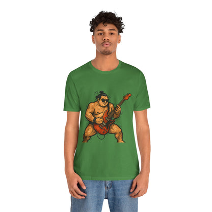 Sumo Guitar Rock T Shirt Japanese Sumo Wrestler Electric Guitar Vintage Comic Style Graphic Tee Japan Gift For Dad Music Fans