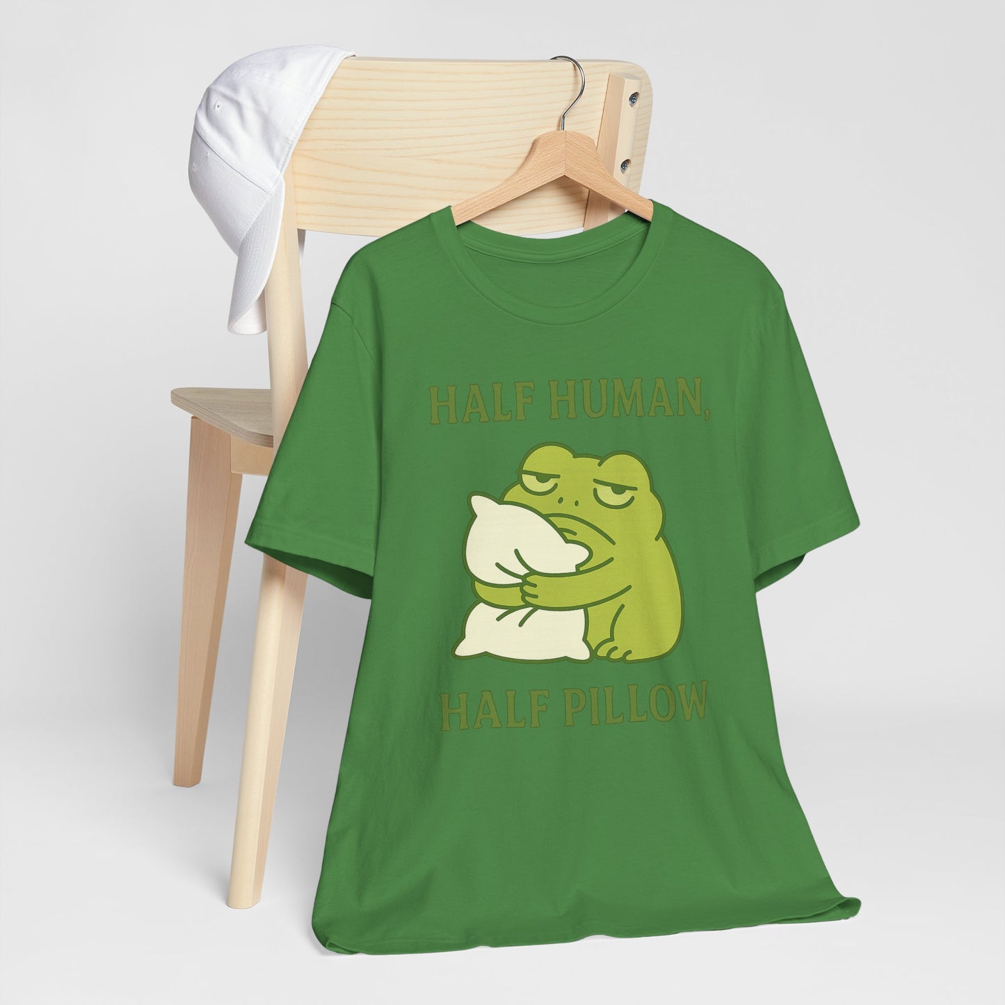 Half Human Half Pillow Funny Sleepy Frog Shirt for Coffee Lovers Dad Gift Not a Morning Person Tee Cozy Kawaii Aesthetic Graphic Top