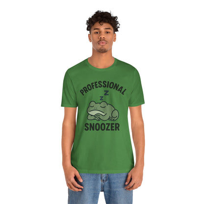 Professional Snoozer Frog Shirt Funny Sleepy Tee Night Owl Top Coffee First Gift for Dad Cute Graphic Cozy Loungewear