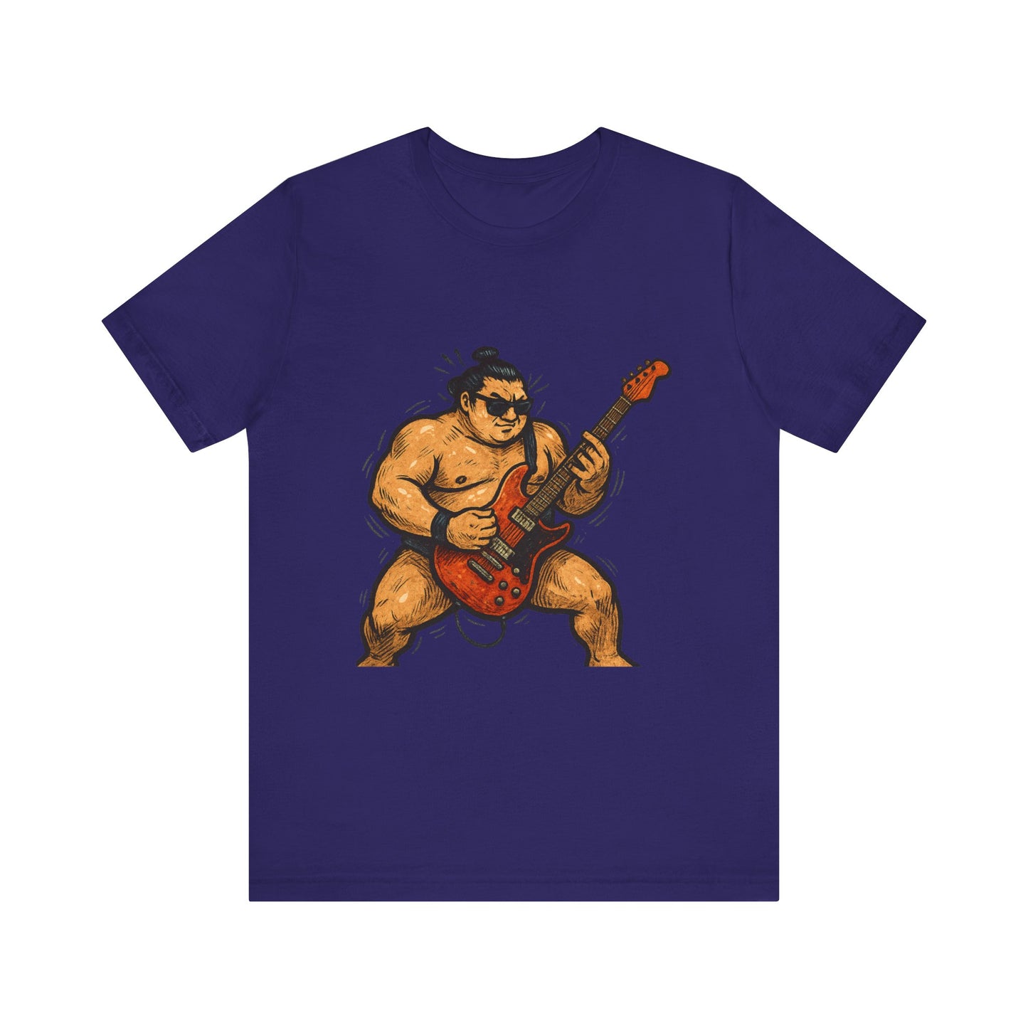 Sumo Guitar Rock T Shirt Japanese Sumo Wrestler Electric Guitar Vintage Comic Style Graphic Tee Japan Gift For Dad Music Fans