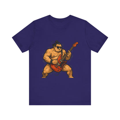 Sumo Guitar Rock T Shirt Japanese Sumo Wrestler Electric Guitar Vintage Comic Style Graphic Tee Japan Gift For Dad Music Fans
