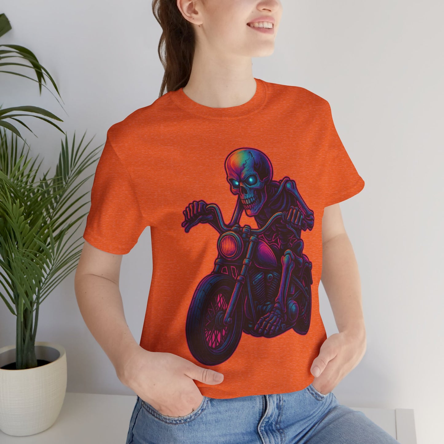 Neon Gashadokuro Harley Rider Tattoo Style Shirt Horror Yokai Streetwear for Adults Biker Dad Gift Japanese Art Tee