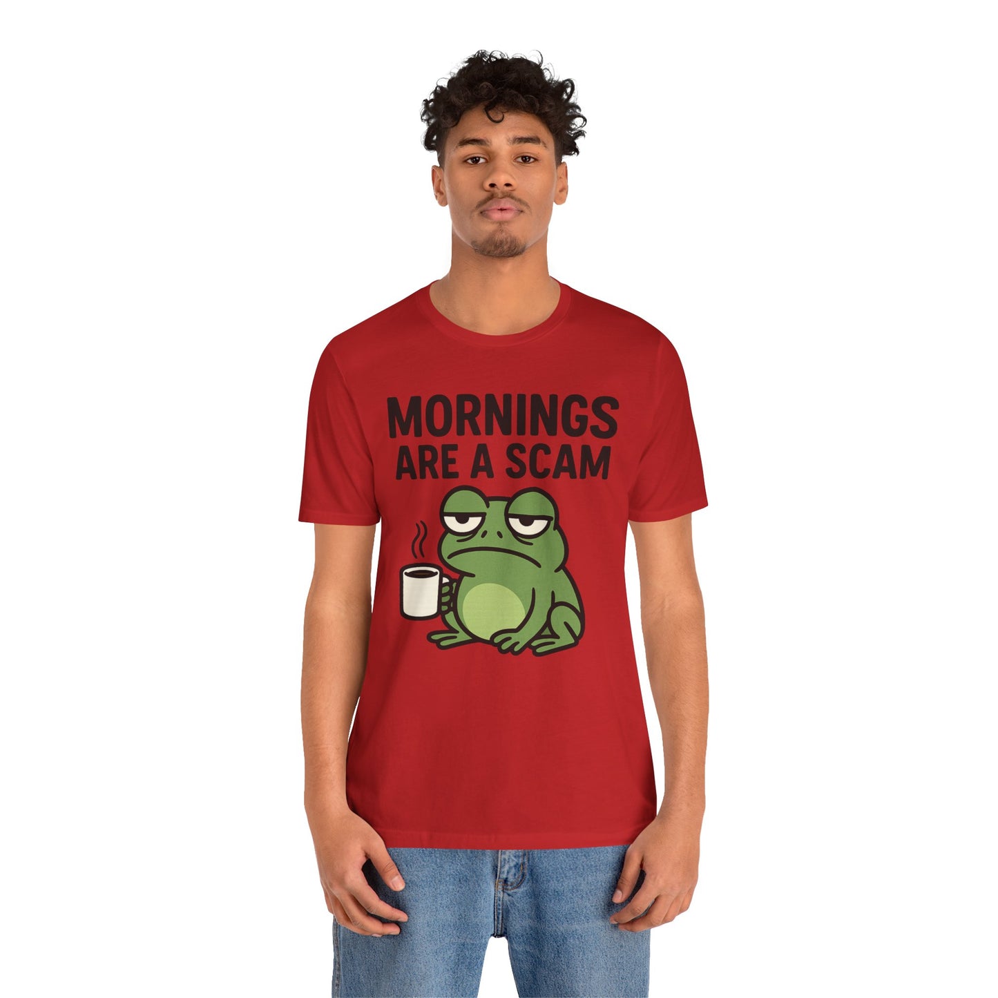 Mornings Are a Scam Frog Shirt Funny Sleepy Tee Night Owl Top Coffee First Gift for Dad Cute Graphic Loungewear Aesthetic