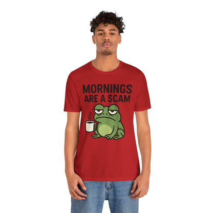 Mornings Are a Scam Frog Shirt Funny Sleepy Tee Night Owl Top Coffee First Gift for Dad Cute Graphic Loungewear Aesthetic