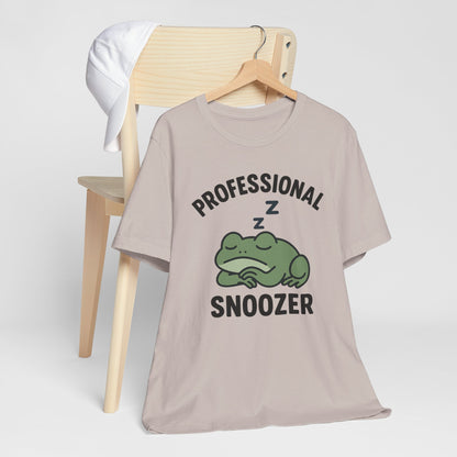 Professional Snoozer Frog Shirt Funny Sleepy Tee Night Owl Top Coffee First Gift for Dad Cute Graphic Cozy Loungewear