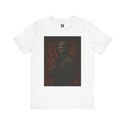 Dark Ninja Skull T-Shirt - Japanese Horror Art, Ninja Skeleton Graphic Tee, High-Detail Gothic Warrior Shirt, Unisex Streetwear