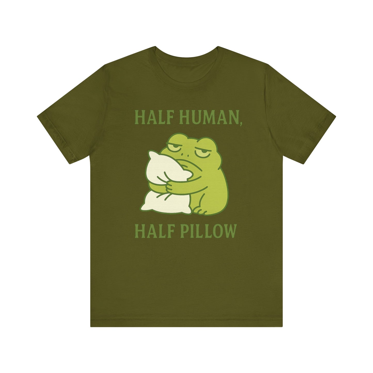 Half Human Half Pillow Funny Sleepy Frog Shirt for Coffee Lovers Dad Gift Not a Morning Person Tee Cozy Kawaii Aesthetic Graphic Top