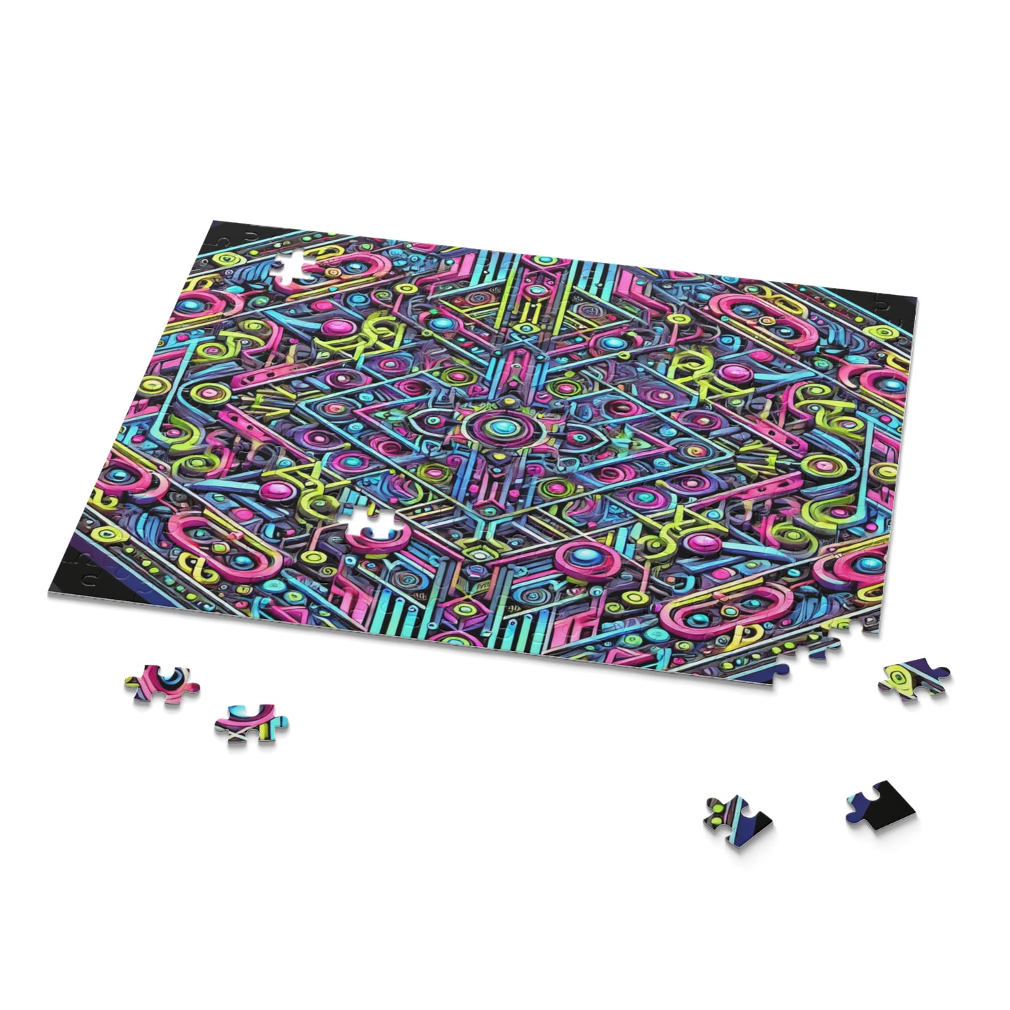 Futuristic Neon Circuit Puzzle-Ultra-Detailed Geometric Jigsaw for Adults | Sci-Fi Abstract Challenge (1000+ Pieces)