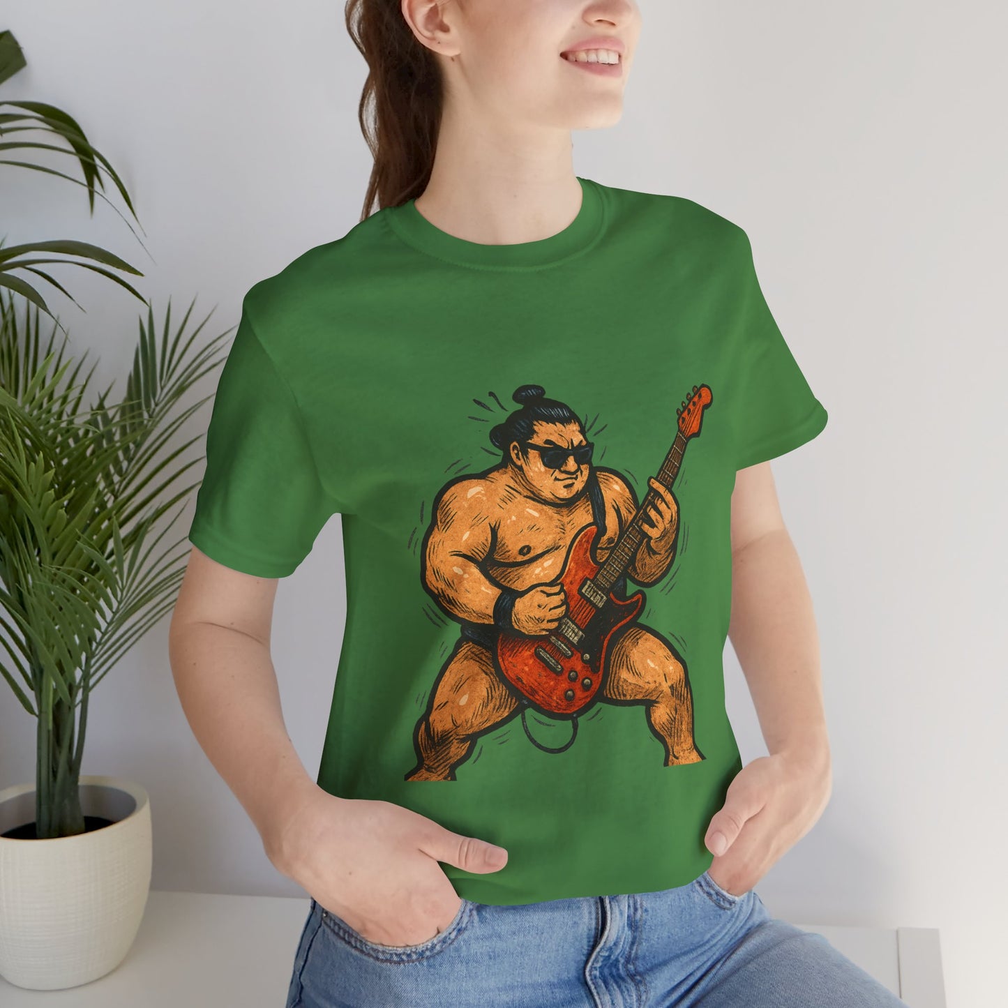 Sumo Guitar Rock T Shirt Japanese Sumo Wrestler Electric Guitar Vintage Comic Style Graphic Tee Japan Gift For Dad Music Fans