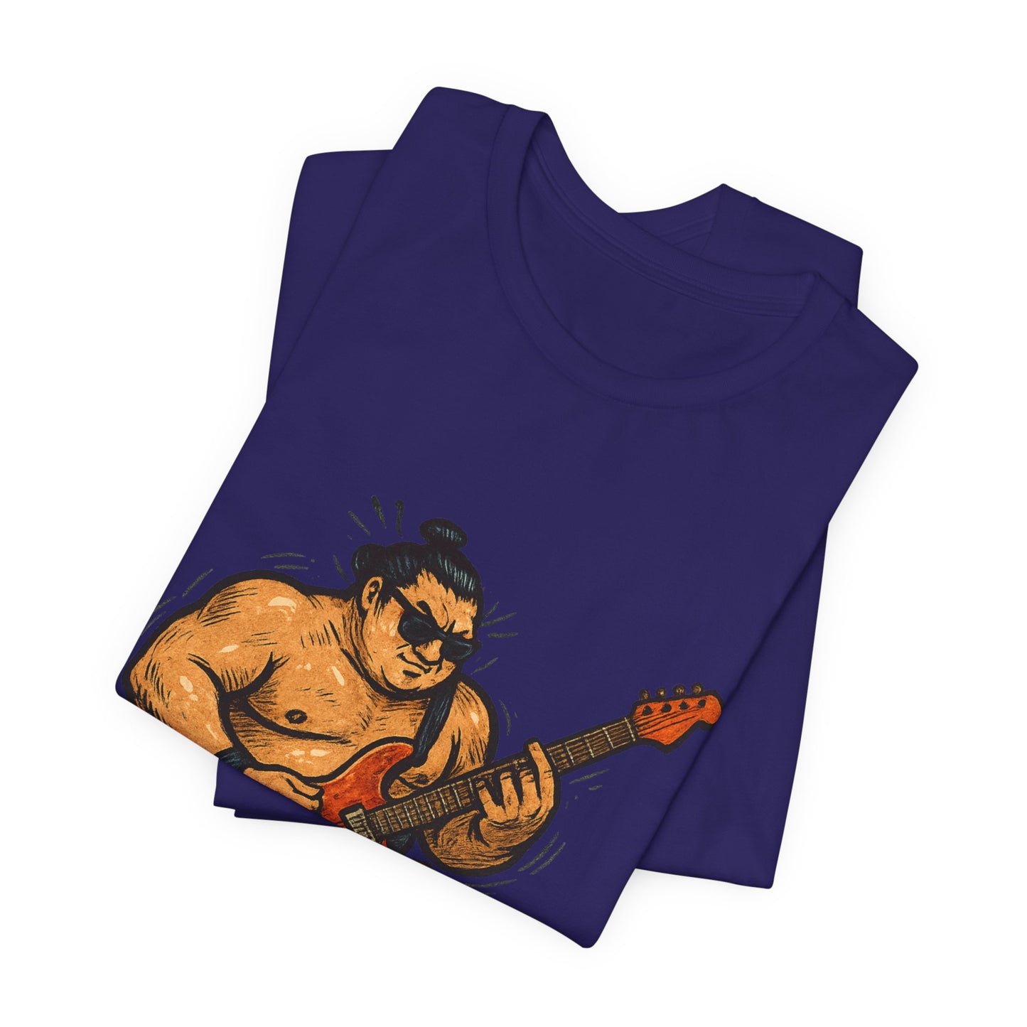 Sumo Guitar Rock T Shirt Japanese Sumo Wrestler Electric Guitar Vintage Comic Style Graphic Tee Japan Gift For Dad Music Fans