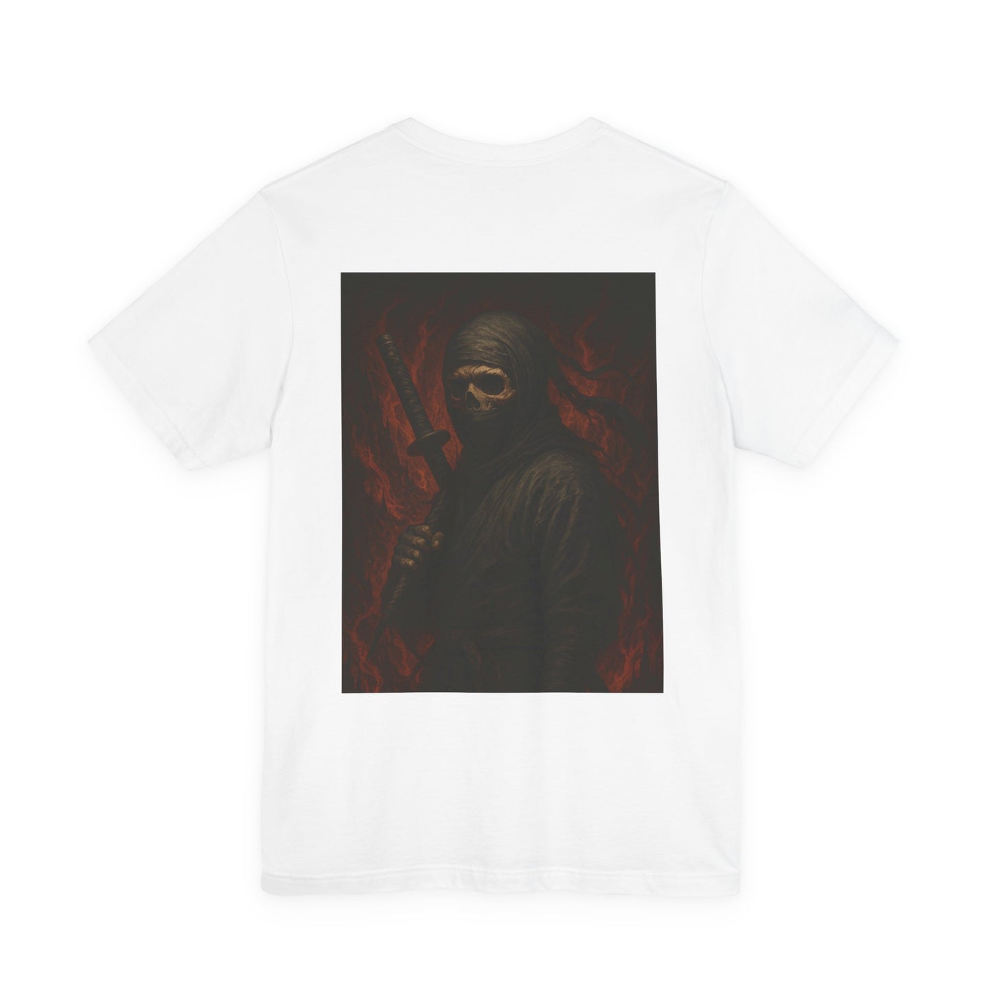 Dark Ninja Skull T-Shirt - Japanese Horror Art, Ninja Skeleton Graphic Tee, High-Detail Gothic Warrior Shirt, Unisex Streetwear