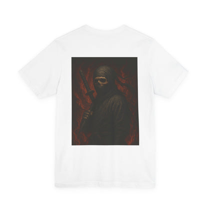 Dark Ninja Skull T-Shirt - Japanese Horror Art, Ninja Skeleton Graphic Tee, High-Detail Gothic Warrior Shirt, Unisex Streetwear