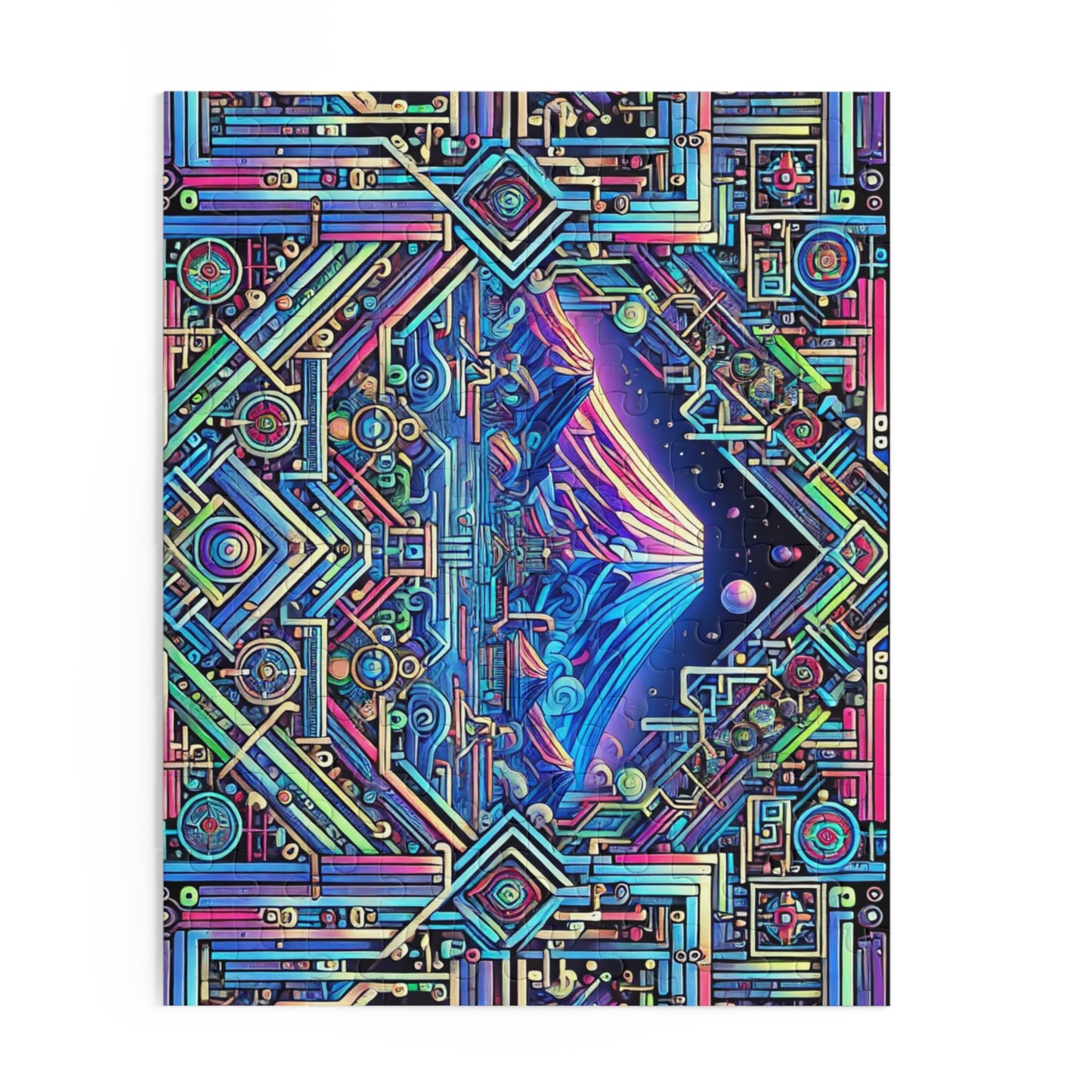 Neon x Geometric x Mt. Fuji! A super tricky puzzle with a cool sci-fi vibe-perfect brain workout for adults! 1000+ pieces of fun!