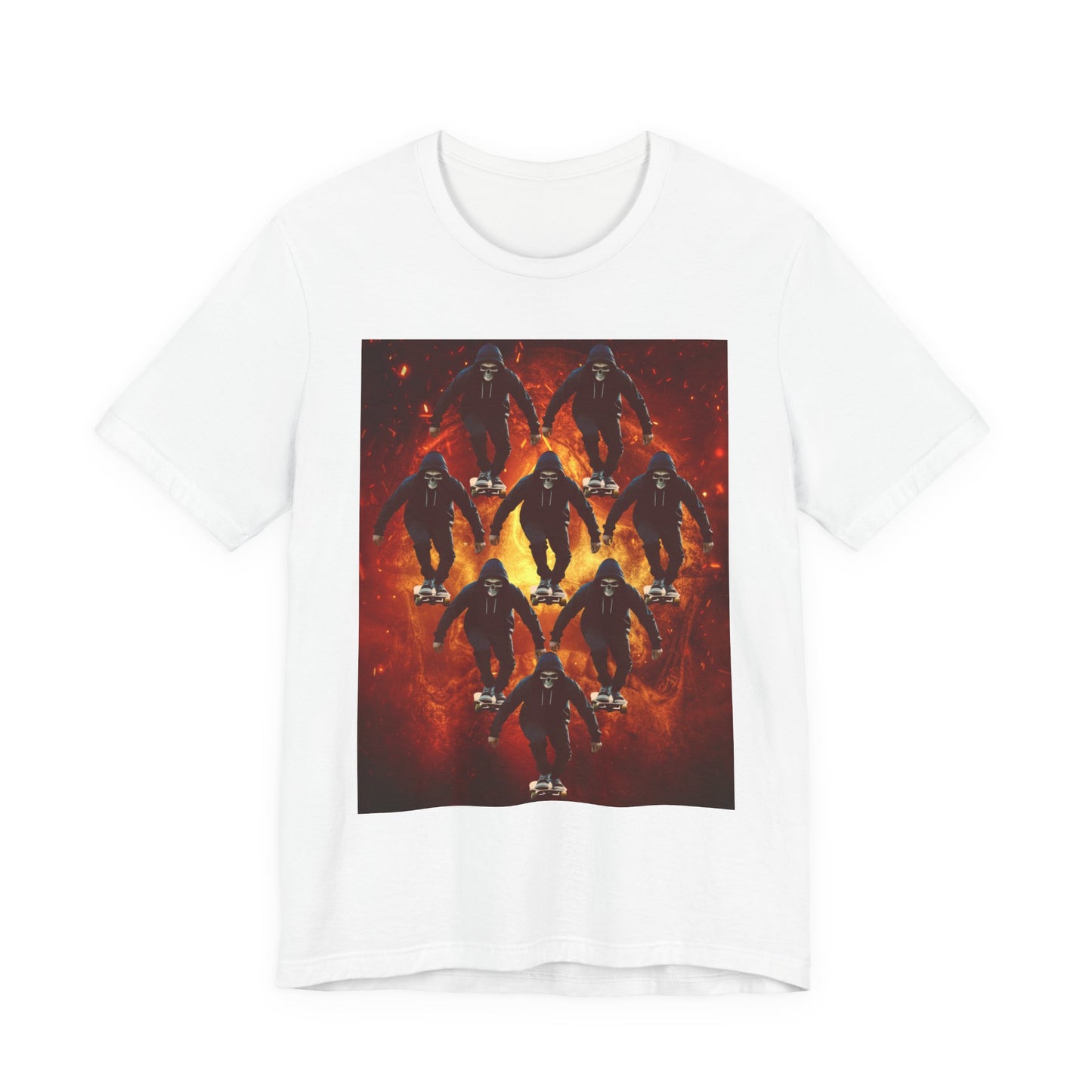 Skull Hoodie Skater T Shirt Urban Streetwear Skateboard Graphic Tee Gothic Horror Skate Style Gift for Dad Teen Boys Halloween Vibe