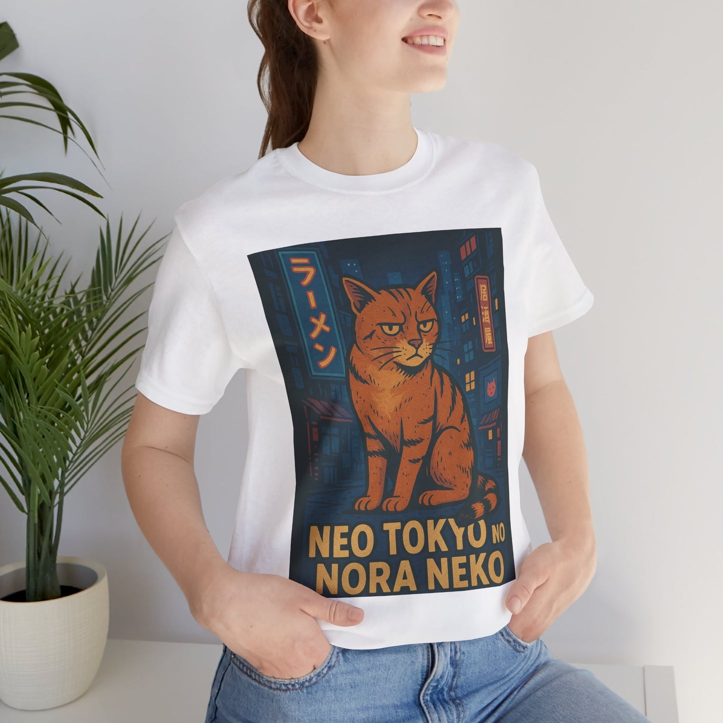 Neo Tokyo Stray Cat Shirt Retro Anime Poster Style Nora Neko Tee Ramen Izakaya Night Graphic Japan Streetwear Gift for Dad