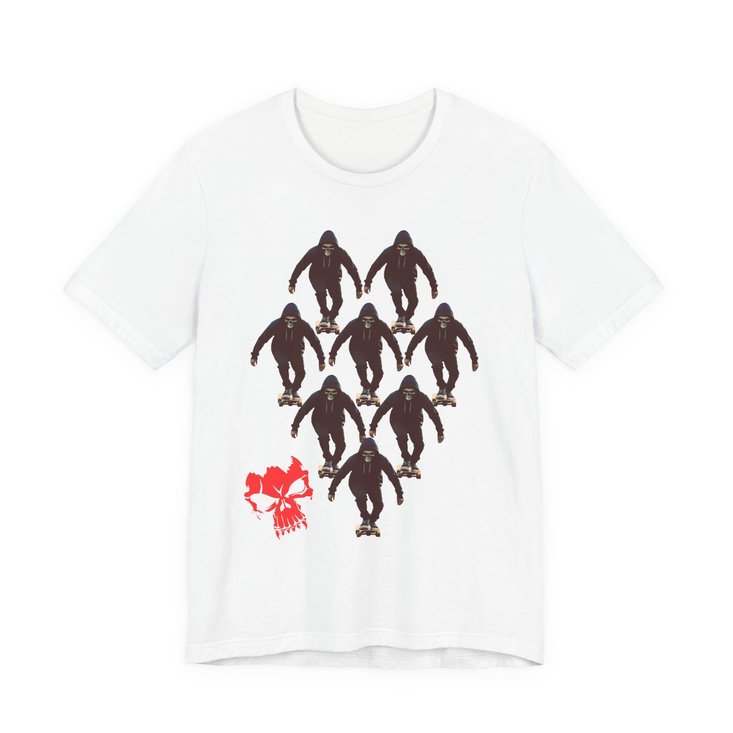 Skull Hoodie Skater T Shirt Urban Streetwear Skateboard Graphic Tee Gothic Horror Skate Style Gift for Dad Teen Boys Halloween Vibe