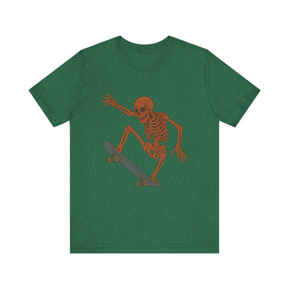 Skater Skeleton Graphic Tee for Adults - Vintage-Style Skeleton Skateboarding Shirt - Edgy Streetwear T-Shirt for Skaters and Art Lovers