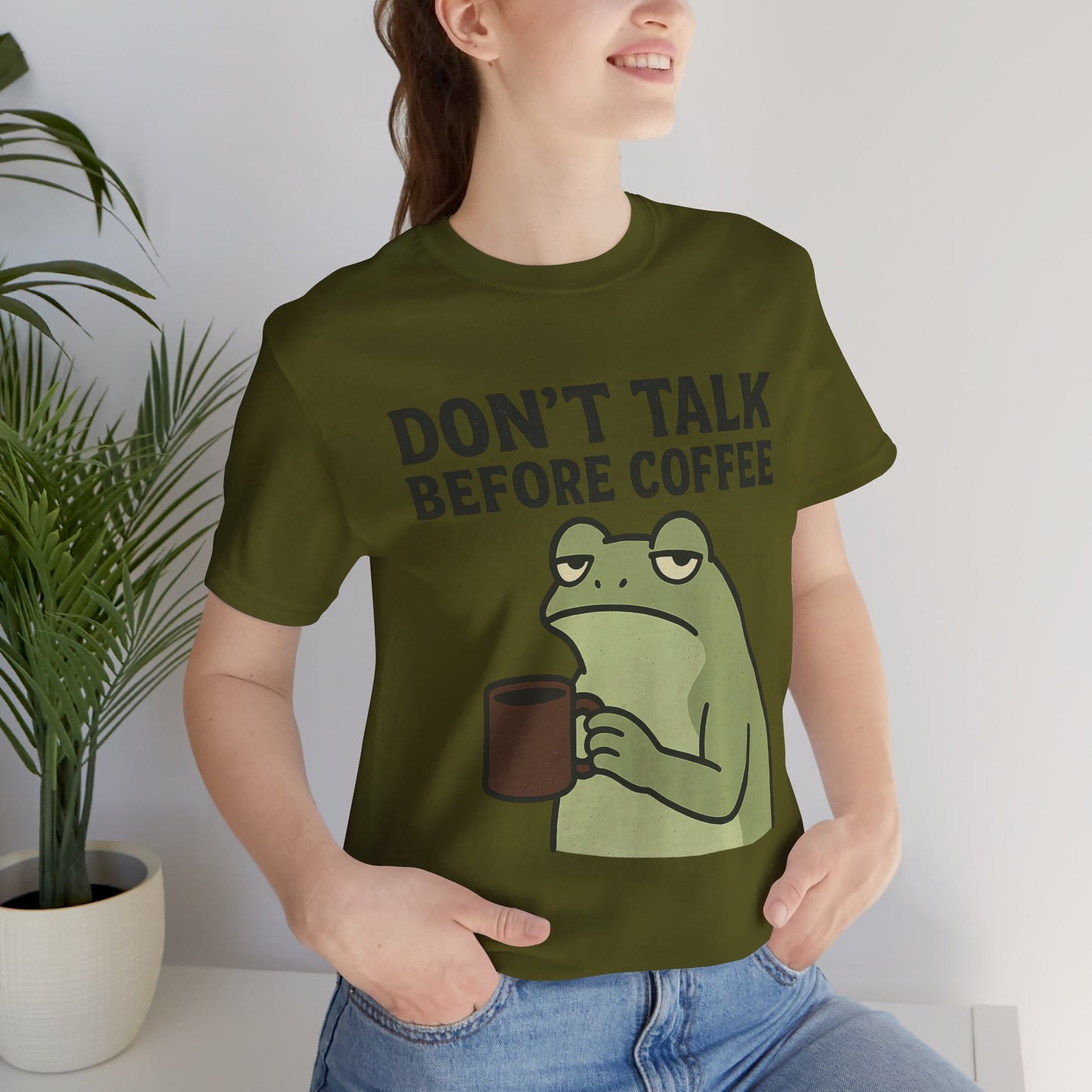 Don't Talk Before Coffee Grumpy Frog Shirt Funny Coffee Lover Tee Not A Morning Person Introvert Dad Gift Barista Graphic