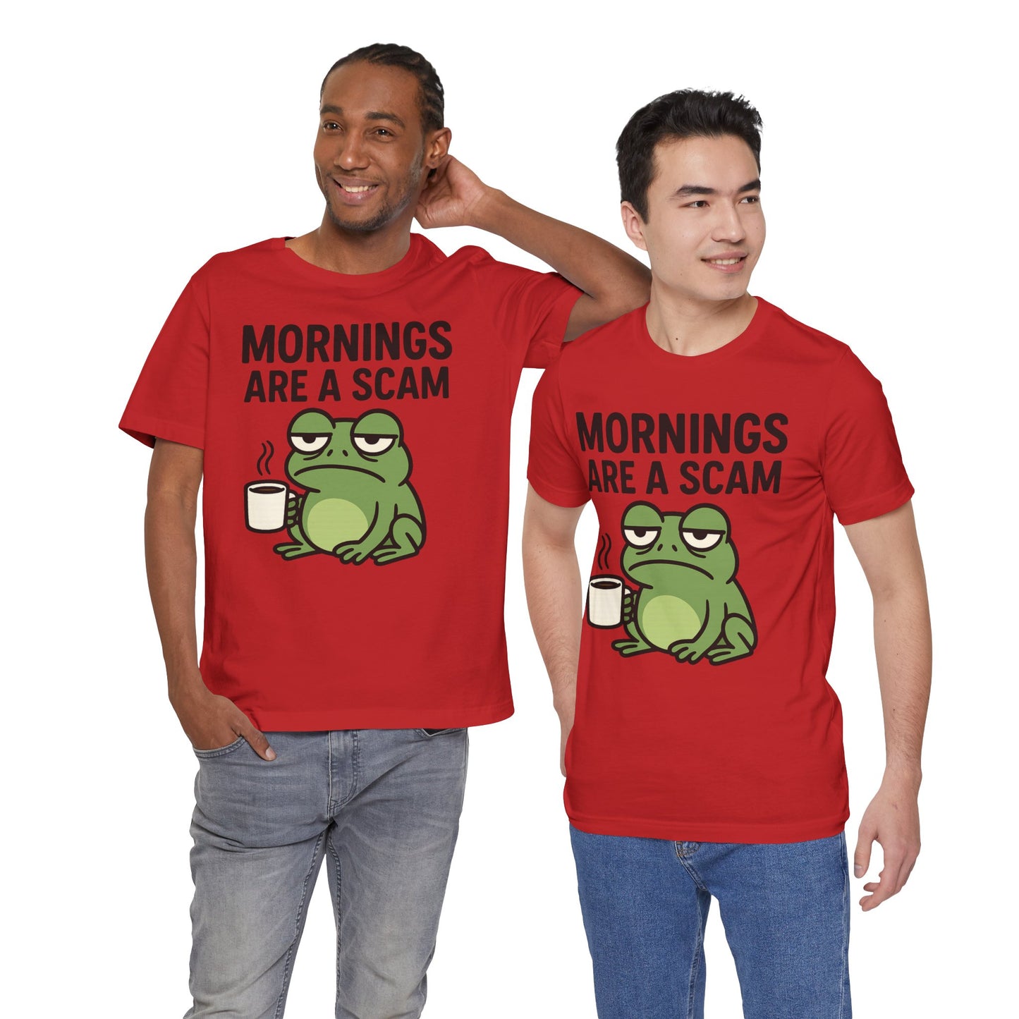 Mornings Are a Scam Frog Shirt Funny Sleepy Tee Night Owl Top Coffee First Gift for Dad Cute Graphic Loungewear Aesthetic