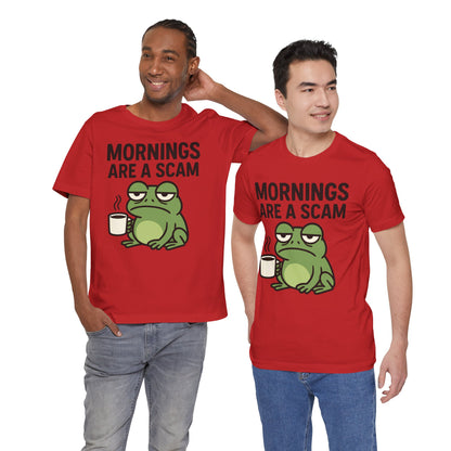 Mornings Are a Scam Frog Shirt Funny Sleepy Tee Night Owl Top Coffee First Gift for Dad Cute Graphic Loungewear Aesthetic