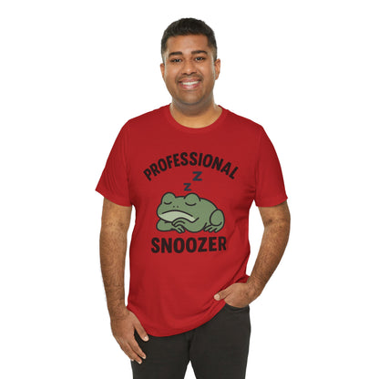 Professional Snoozer Frog Shirt Funny Sleepy Tee Night Owl Top Coffee First Gift for Dad Cute Graphic Cozy Loungewear