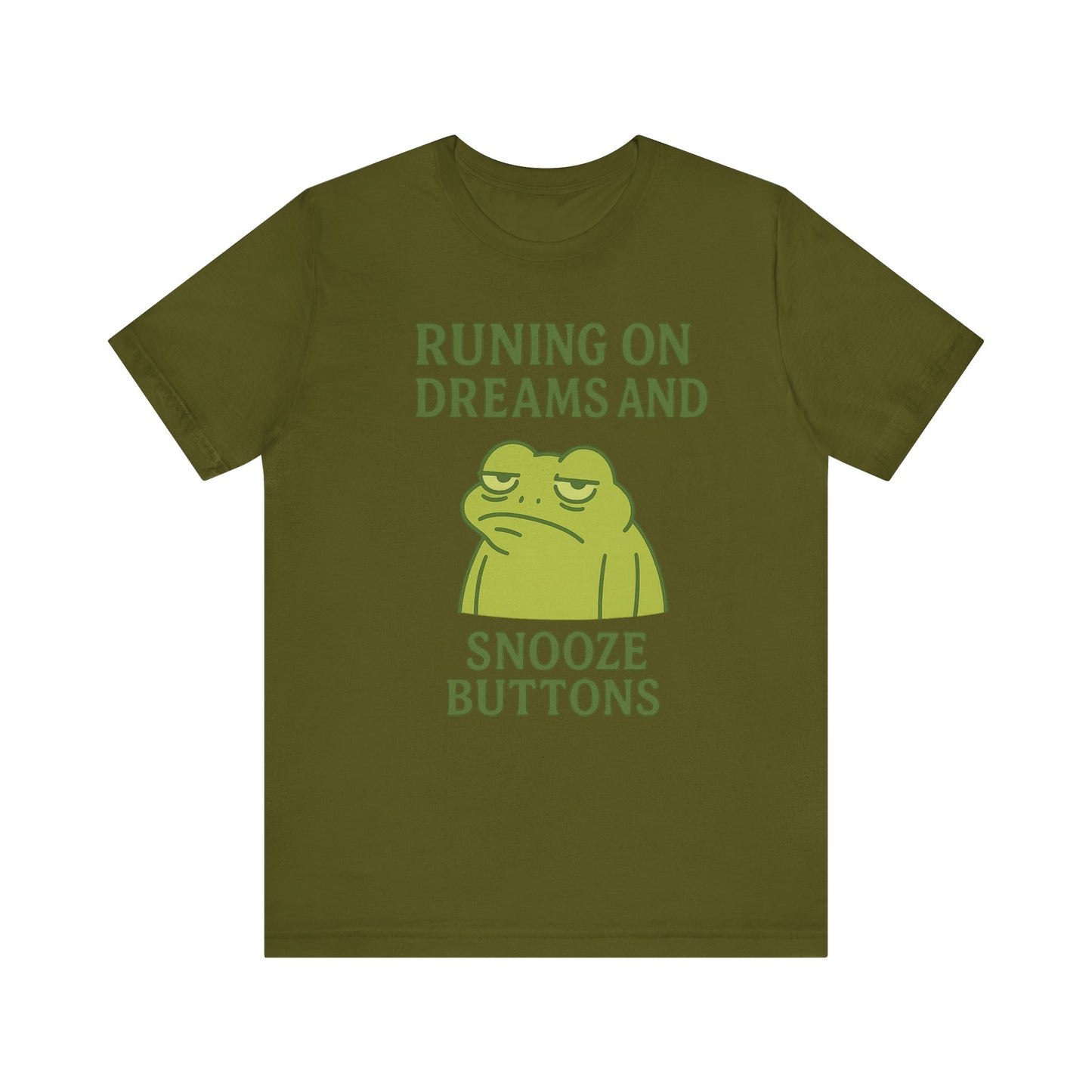 Running on Dreams and Snooze Buttons Shirt Sleepy Frog Tee Funny Night Owl Top Great Dad Gift Cozy Loungewear Aesthetic