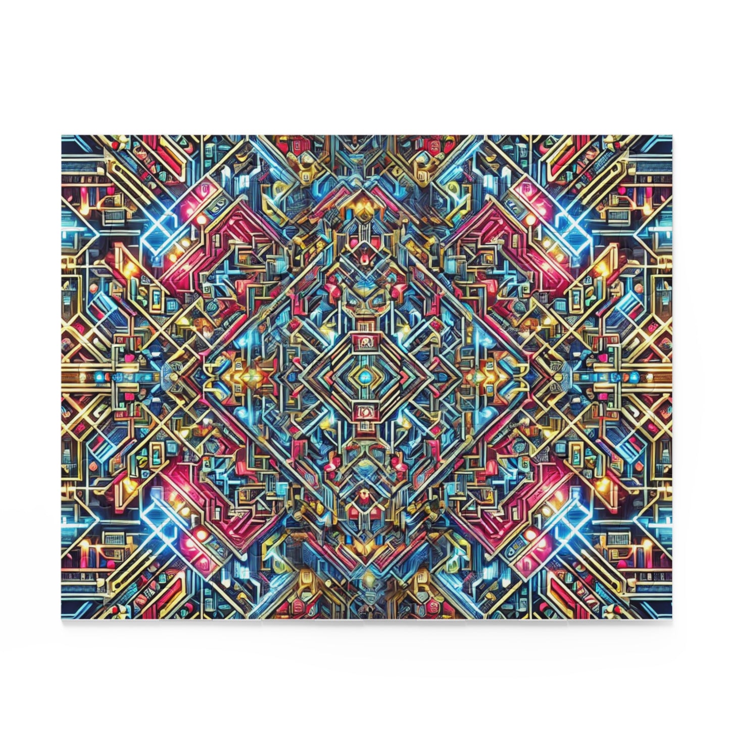 Futuristic Neon Circuit Puzzle-Ultra-Detailed Geometric Jigsaw for Adults | Sci-Fi Abstract Challenge (1000+ Pieces)