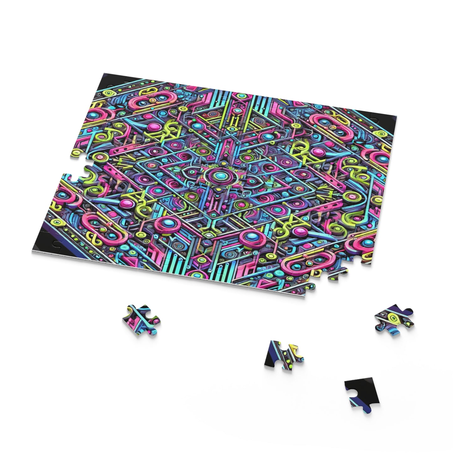 Futuristic Neon Circuit Puzzle-Ultra-Detailed Geometric Jigsaw for Adults | Sci-Fi Abstract Challenge (1000+ Pieces)