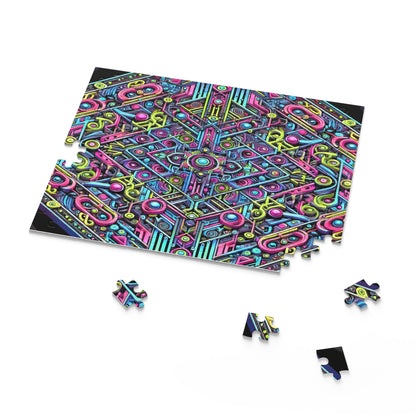 Futuristic Neon Circuit Puzzle-Ultra-Detailed Geometric Jigsaw for Adults | Sci-Fi Abstract Challenge (1000+ Pieces)