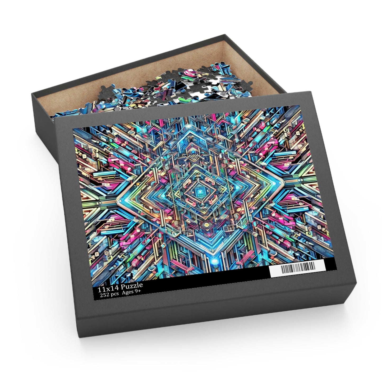Futuristic Neon Circuit Puzzle-Ultra-Detailed Geometric Jigsaw for Adults | Sci-Fi Abstract Challenge (1000+ Pieces)