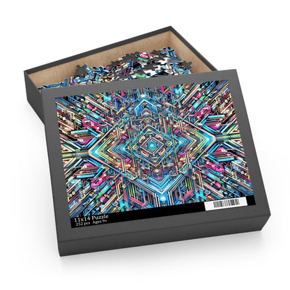 Futuristic Neon Circuit Puzzle-Ultra-Detailed Geometric Jigsaw for Adults | Sci-Fi Abstract Challenge (1000+ Pieces)