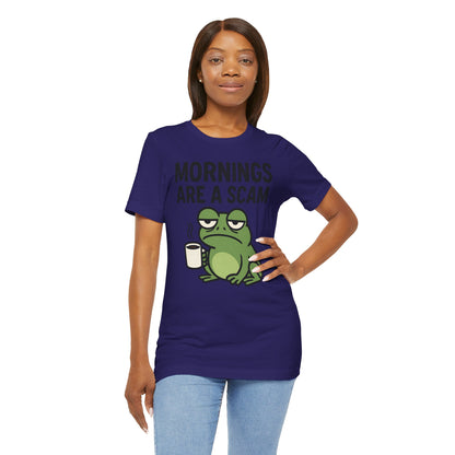 Mornings Are a Scam Frog Shirt Funny Sleepy Tee Night Owl Top Coffee First Gift for Dad Cute Graphic Loungewear Aesthetic