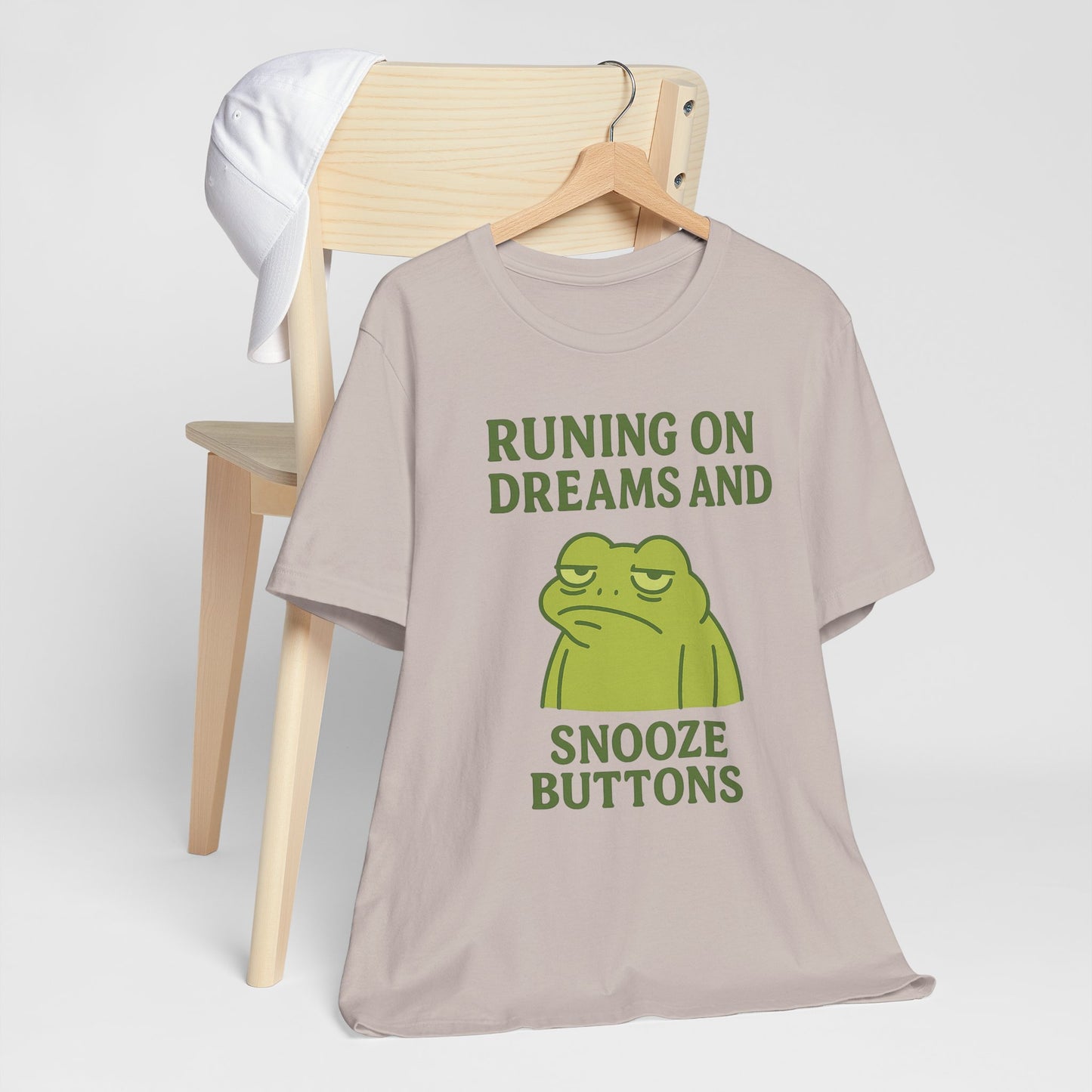 Running on Dreams and Snooze Buttons Shirt Sleepy Frog Tee Funny Night Owl Top Great Dad Gift Cozy Loungewear Aesthetic