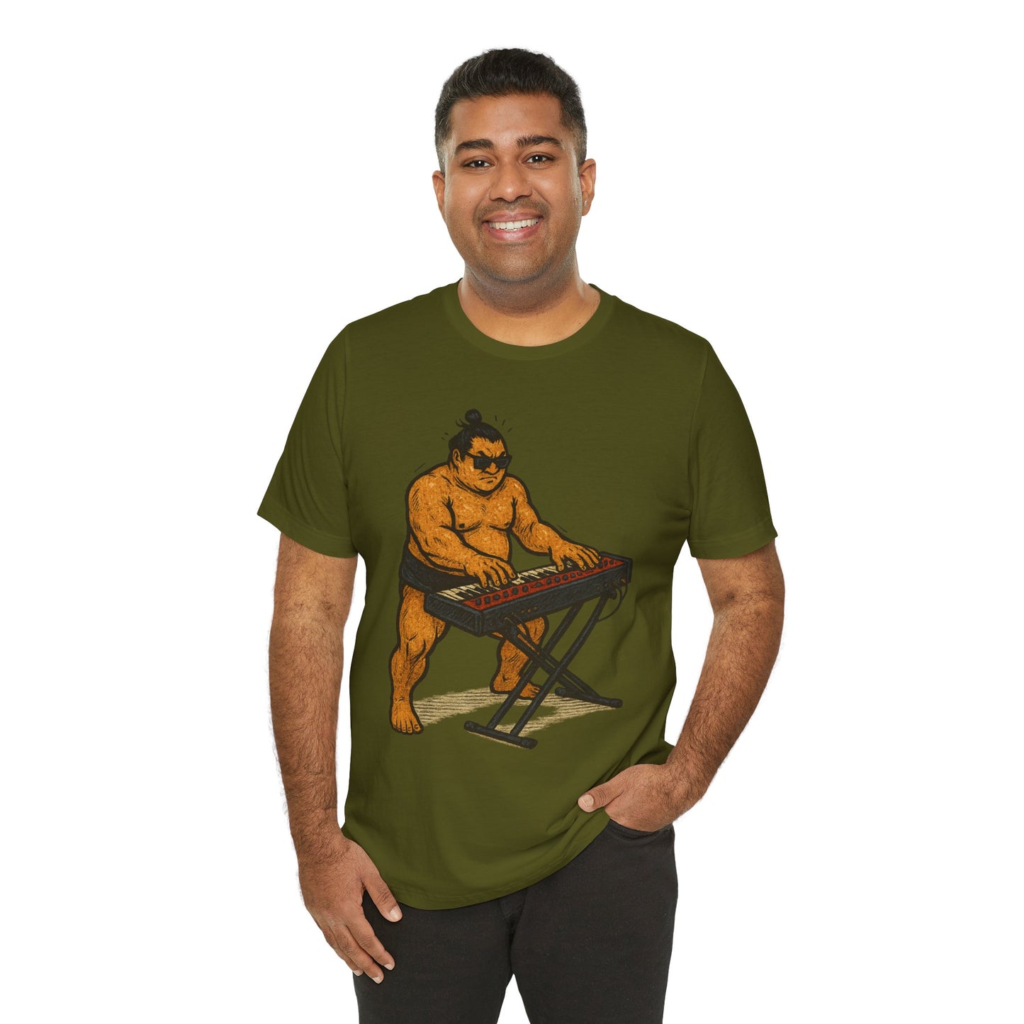 Sumo Piano Rock T Shirt Japanese Sumo Wrestler Playing Stage Keyboard Vintage Comic Art Graphic Tee Japan Gift For Dad Musicians