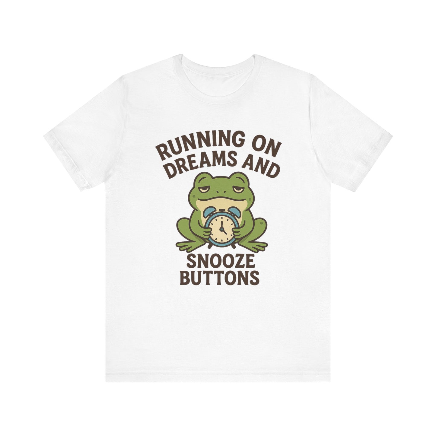 Running on Dreams and Snooze Buttons Shirt Sleepy Frog Tee Funny Night Owl Top Great Dad Gift Cozy Loungewear Aesthetic