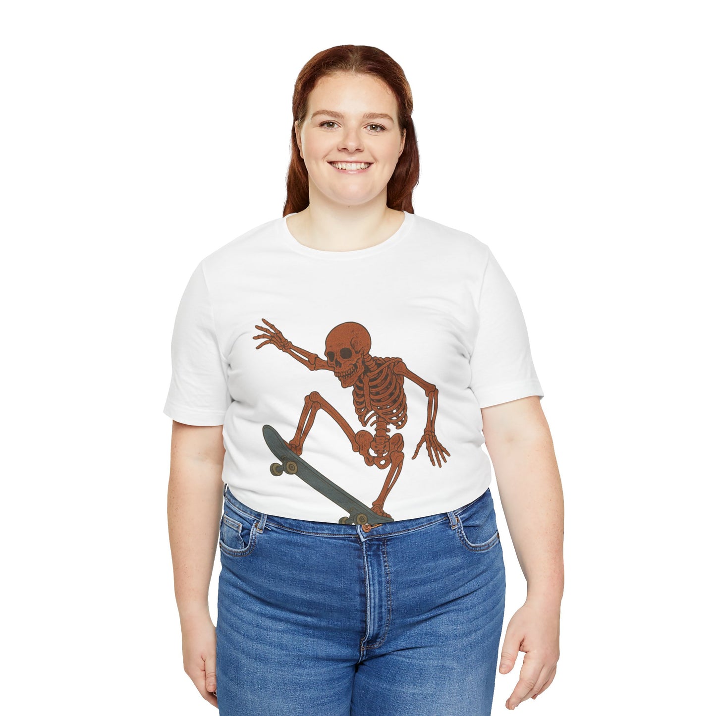 Skater Skeleton Graphic Tee for Adults - Vintage-Style Skeleton Skateboarding Shirt - Edgy Streetwear T-Shirt for Skaters and Art Lovers