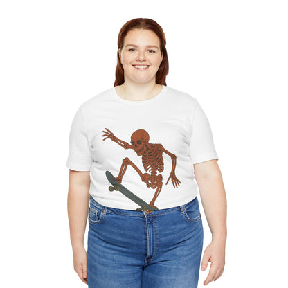 Skater Skeleton Graphic Tee for Adults - Vintage-Style Skeleton Skateboarding Shirt - Edgy Streetwear T-Shirt for Skaters and Art Lovers