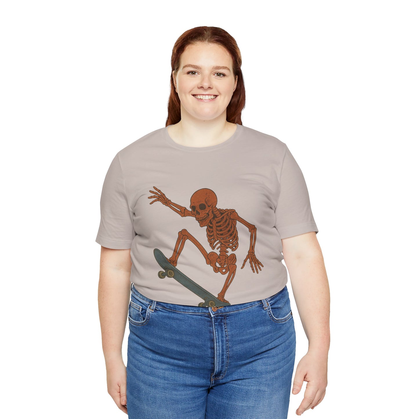 Skater Skeleton Graphic Tee for Adults - Vintage-Style Skeleton Skateboarding Shirt - Edgy Streetwear T-Shirt for Skaters and Art Lovers